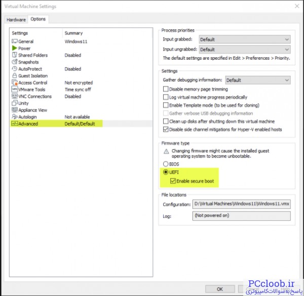Configuration of the Windows 11 PC before attempting the install