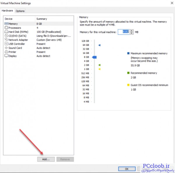 Adding new hardware to Windows 11 virtual machine in VMware Workstation