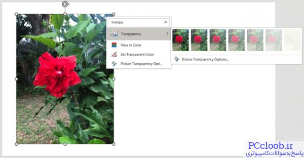 شفافیت را در پاورپوینت جستجو کنید