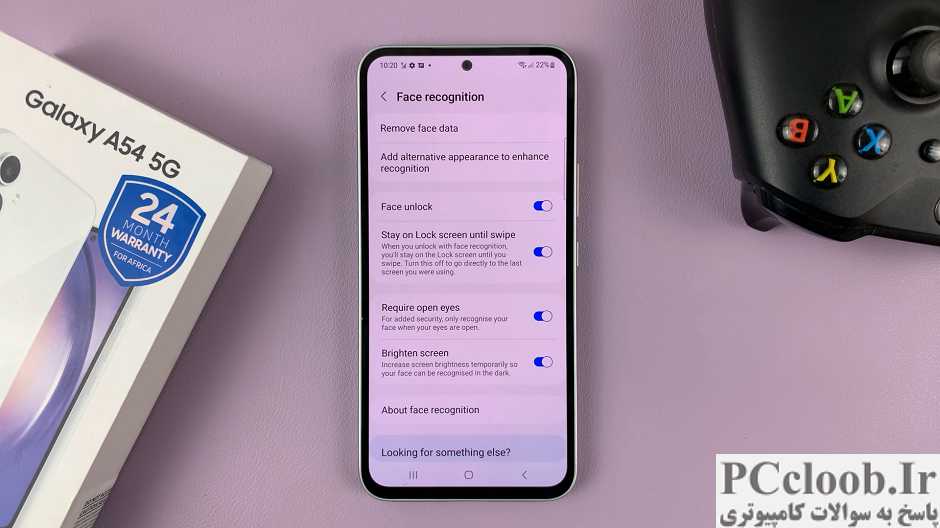 نحوه تنظیم قفل چهره در Samsung galaxy a54 5g