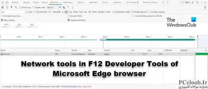 ابزارهای شبکه در ابزارهای توسعه دهنده F12 در Edge