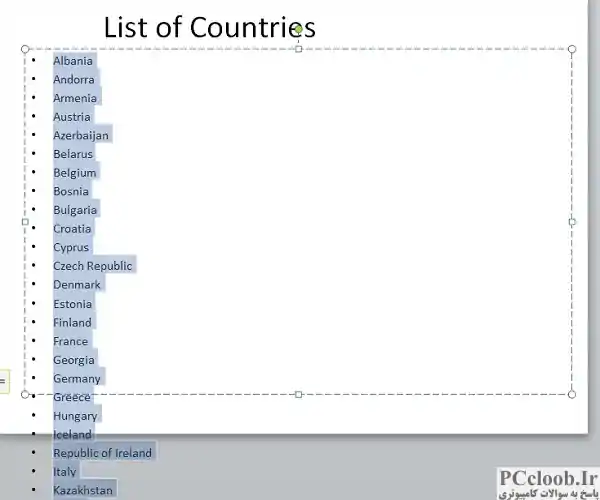 لیست های طولانی خارج از اسلاید در پاورپوینت